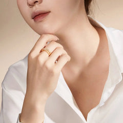 Aetolia Top End Rhodium 18K Gold Plated Diamond Sparkling 5A Zirconia ring Infinity Element Hallow Adjustable Baguette Wedding Rings