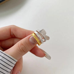 Aetolia 925 Rings Jewelry Women Sterling Silver 18K Gold Plated Irregular Open Adjustable Resizable Ring For Woman