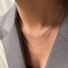 Aetolia Jewelry Women Dainty Sterling Silver 925 18k Gold Plated 16 inch Layer Satellite Lava Bead Paperclip Chain Necklace