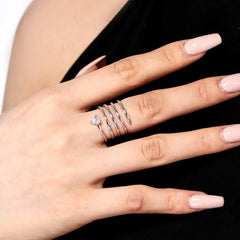 Aetolia Bijoux Femme Triangular Multilayer Vintage S925 Silver 18K Gold Plated Ring Cz Cubic Zirconia Jewelry Rings For Women