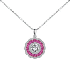 Aetolia Customized S925 Silver 18K Gold Plated Pendant Iced Out Halo Oval Round Ruby Chain Pink Cz Zirconia Necklace For Women