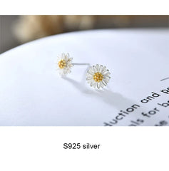 Aetolia Enamel 925 Sterling Silver Flower Shape Stud Earrings Daisy Flower Pin Earrings