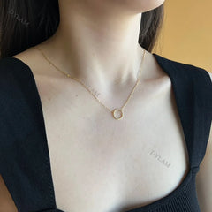 Aetolia Minimalist Girl Jewelry Round Ring Pendant 925 Sterling Silver 18k Gold Plated Snack Necklace