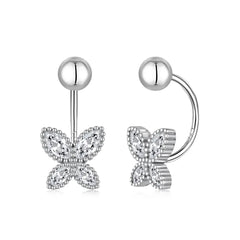 Aetolia fashion silver zircon screwback Kids stud earrings luxury clip on gold plated jewelry popular butterfly earrings