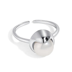Aetolia Minimalist S925 Sterling Silver 18K Gold Plated Style Freshwater Pearl Ring Adjustable Open Rings For Women Gift