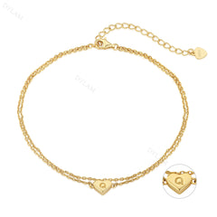 Aetolia Accessories Bracelet Bangle 18K Gold Plated Anklets Set Initial Alphabet Letter A-Z Charms Pendant Cuban Link For Women