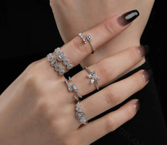 Aetolia Anillos Mujer De Plata Anillo 9.25 Ley Aesthetic 925 Sterling Silver Art Deco Compromiso Dama Promesa Calidad Ring