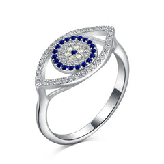 Aetolia Cz Cubic Zircon 18K Gold Plated Ring Wholesale Trendy 925 Sterling Silver Open Adjustable Blue Devil Eye Rings Jewelry Women