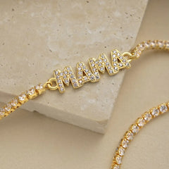 Aetolia Custom Designer 18K Gold Plated Love Mama Bracelet Jewelry Tennis Bracelets Bangles For Women Mother'S Day Gift Adjustable