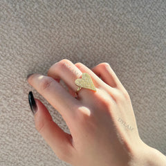 Aetolia Love Finger Cubic Zirconia Engraved Jewelry 925 Sterling Silver Gold Plated Iced Out Aetolia Adjustable Open Heart Shape Ring