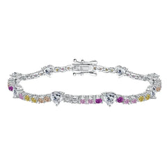 Aetolia Heart Butterfly Rainbow Pink Stone Adjustable S925 Sterling Silver Bracelets Women CZ Tennis Bracelet Femme Jewelry Set