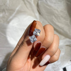 Aetolia 8mm 4 claws square stud earring 5AAAAA CZ cubic zirconia engagement women jewellery wedding 925 sterling silver earrings