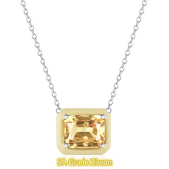 Aetolia High Quality Cubic Zirconia Necklace Sterling Silver 925 Chain Yellow Color Zircon Pendant Necklaces for Christmas Gift
