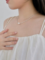 Aetolia Personalized Stylish new Design 925 Silver necklace Rhodium Plated Broken Beaded Shell Pearl Pendant Necklaces for Women