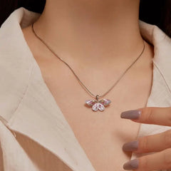 Aetolia Exquisite Pink Dragonfly Pendants For Women Necklace Hollow Butterfly Snake Chain Link Colourful Cubic Zirconia Necklaces