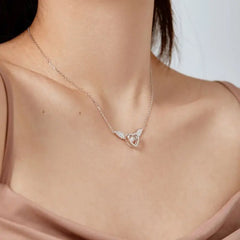 Aetolia Dropshipping 925 Sterling Silver Cubic Zircon Heart Pendant Necklace Wings Chainnecklaces For Women Birthday Gift Jewelry