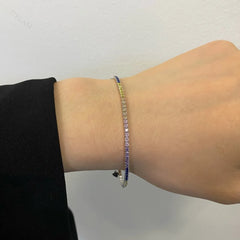 Aetolia Gold Plated Adjustable Rainbow Cubic Zirconia Moissanite Jewelry Bracelets Women 925 Sterling Silver Crystal Tennis Bracelet