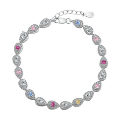 Aetolia Heart Butterfly Rainbow Pink Stone Adjustable S925 Sterling Silver Bracelets Women CZ Tennis Bracelet Femme Jewelry Set