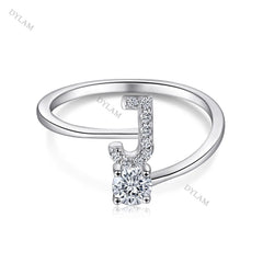 Aetolia Custom Adjustable Finger Fine Jewelry luxury 925 Sterling Silver Engagement Ring Set Letter Initial Wedding Rings Women