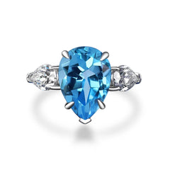 Aetolia Luxury High Carbon Diamond Pink Blue Topaz Promise Pear Cut Engagement Wedding colorful Sterling Silver 925 zircon rings