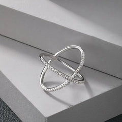 Aetolia Fashion Ring 925 Sterling Silver X Cross Shape Ring Cz Cubic Zirconia Eternity Wedding Band Women Rings Jewelry Women