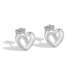 Aetolia Simple Design Jewelry Women Stud Earring Irregular Concave-Convex Wide Surface Heart Shape 925 Sterling Silver Earrings