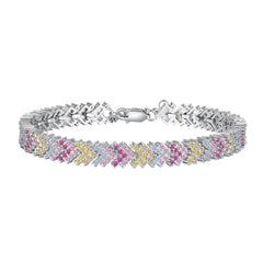 Aetolia Boho Rainbow Pink Stone Adjustable S925 Sterling Silver Bracelet For Women Cubic Zircon Tennis Bracelets Rings Jewelry Set