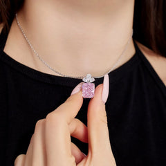 Aetolia 8A CZ New Arrival 925 Silver Chain Jewelry Rectangle Iced Out Blue Pink Necklace Cubic Zircon Pendants For Women Necklaces