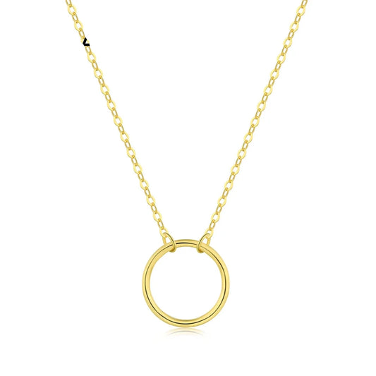 Aetolia Minimalist Girl Jewelry Round Ring Pendant 925 Sterling Silver 18k Gold Plated Snack Necklace