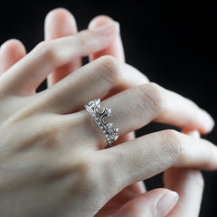 Aetolia Royal Style Crown Ring Zircon Silver Moissanite Lover Gift Engagement Diamond Platinum Wedding Rings Ladies Jewelrm