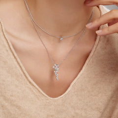 Aetolia Mother'S Day Gift Elegant Cz Zircon Necklace Rose Gold Camellia Flower Pendant S925 Silver Necklace For Women Mom Jewelry