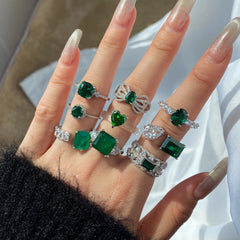 Aetolia Custom 5A CZ Cubic Zirconia Emerald Stone Green Engagement Ring Diamond 925 Sterling Silver jewelry Gold Wedding Rings For Women