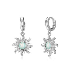 Aetolia New Arrivals S925 Silver Opal Drop Dangle Earring Sun Charm Huggie Hoop Earrings For Women Ring Necklace Jewelry Set