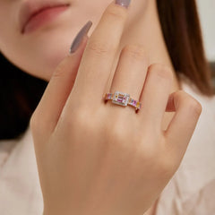 Aetolia Colorful 925 Sterling Silver Sparkling High End Rainbow Stone Bowknot Ring For Women Wedding Party Gifts Fine Jewelry