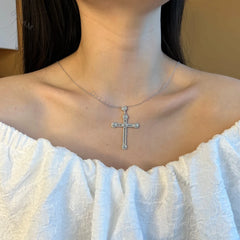 Aetolia Vintage S925 Plata Silver diamond Christianism necklace Cross link chain necklace Jewelry