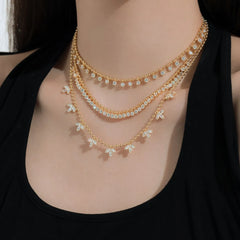 Aetolia Baguette Diamond 18K Gold Plated Necklace Zirconia Stone Classic Eternity Tennis Necklaces 925 Sterling Silver For Women