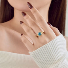 Aetolia Hypoallergenic 18K Gold Plated S925 Sterling Silver Non Tarnish Pink Blue Ring Cz Cubic Zirconia Stone Rings Jewelry Women