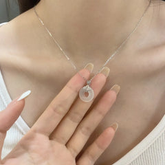 Aetolia Custom 925 Sterling Silver Lucky Buckle Hollow Round Pendant Luxury High-End 18K Gold Plated Hotan Jade Necklaces For Women