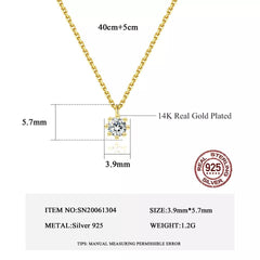 Aetolia 925 Sterling Silver 18K Gold Plated 8 Prongs Round Solitaire Pendant Necklace SN20061304