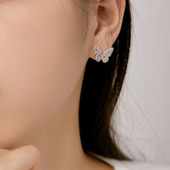 Aetolia Fine Jewelry S925 Silver Diamond Earring 18K Gold Plated Simple Cz Cubic Zirconia Butterfly Wing Earrings Women
