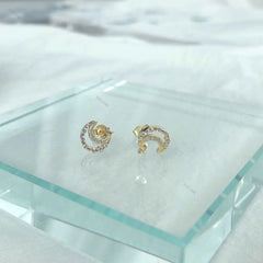 Aetolia 5A 18k hollow moon earring minimalist 925 sterling silver women fashion gold statement stud earrings