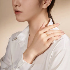 Aetolia Top End Rhodium 18K Gold Plated Diamond Sparkling 5A Zirconia ring Infinity Element Hallow Adjustable Baguette Wedding Rings