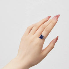 Aetolia High Quality S925 Sterling Silver Blue Ring Trendy Eternity Band 5A Cubic Zirconia Rings Jewelry Women Engagement Wedding Ring