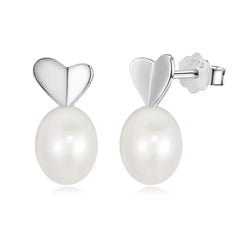 Aetolia Wholesale Custom S925 Sterling Silver Cz Cubic Zirconia Earring Manufacturer Dainty Heart Pearl Drop Stud Earrings For Women