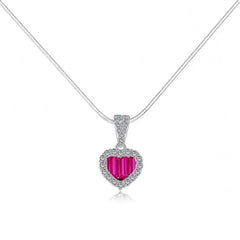 Aetolia Wholesale Price Trendy Fine Jewelry Heart Shape Necklace Wedding Elegant Gift Ruby Green Cz Zirconia Heart Pendants For Women