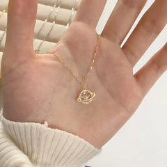Aetolia No Moq Birthday Gift Cubic Zirconia 18K Gold Plated Star Planet Pendant Necklace Charm Chain Choker Necklaces Jewelry For Women