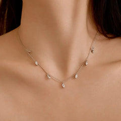 Aetolia Minimalist Blue Cubic Zirconia Necklace 925 Silver Emerald Pendants Chain 18K Gold Plated Marquise Eye Necklaces For Women