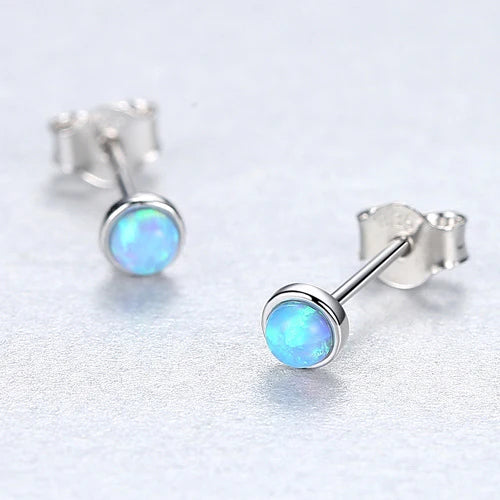 Aetolia Sterling Silver with no minimum jewelry Design White Blue Opal Stud Earrings for Girls Dylam jewelry