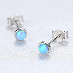 Aetolia Sterling Silver with no minimum jewelry Design White Blue Opal Stud Earrings for Girls Dylam jewelry