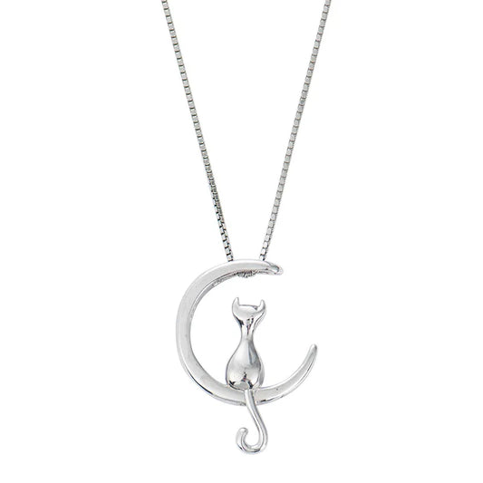 Aetolia NO MOQ Cat Necklace For Women Sterling Silver Moon Womens Animal Necklaces Pendant
